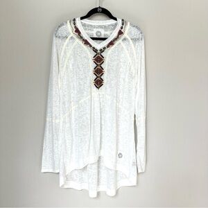 Double D Ranch Sheer Embellished and Beaded Long Sleeve Tunic 1X